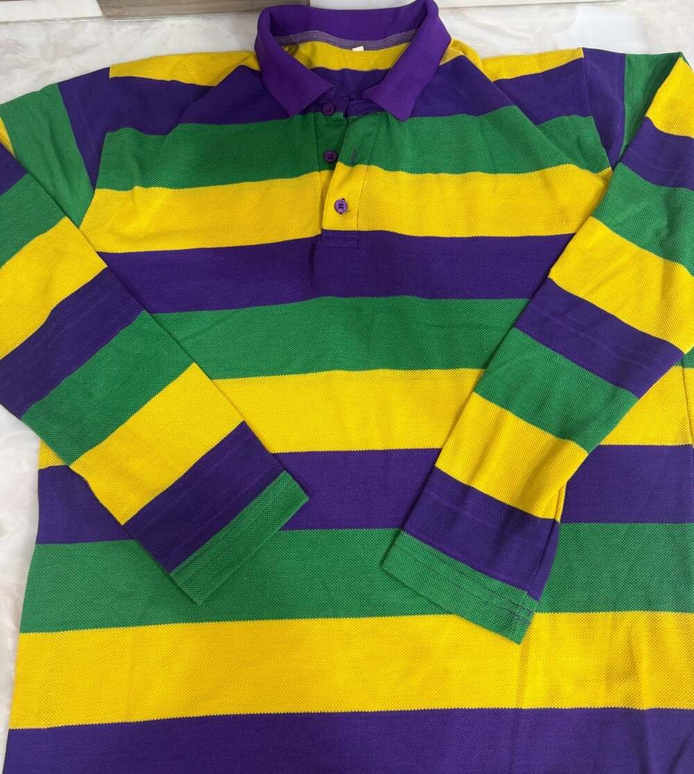 Mardi Gras Striped Rugby Polo S